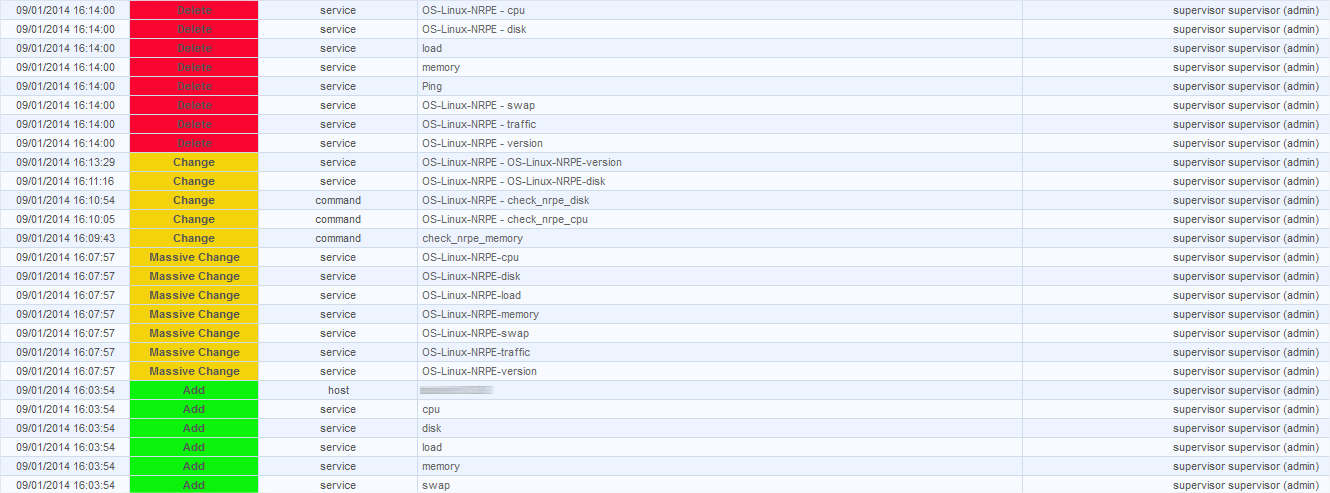 Centreon Logs menu